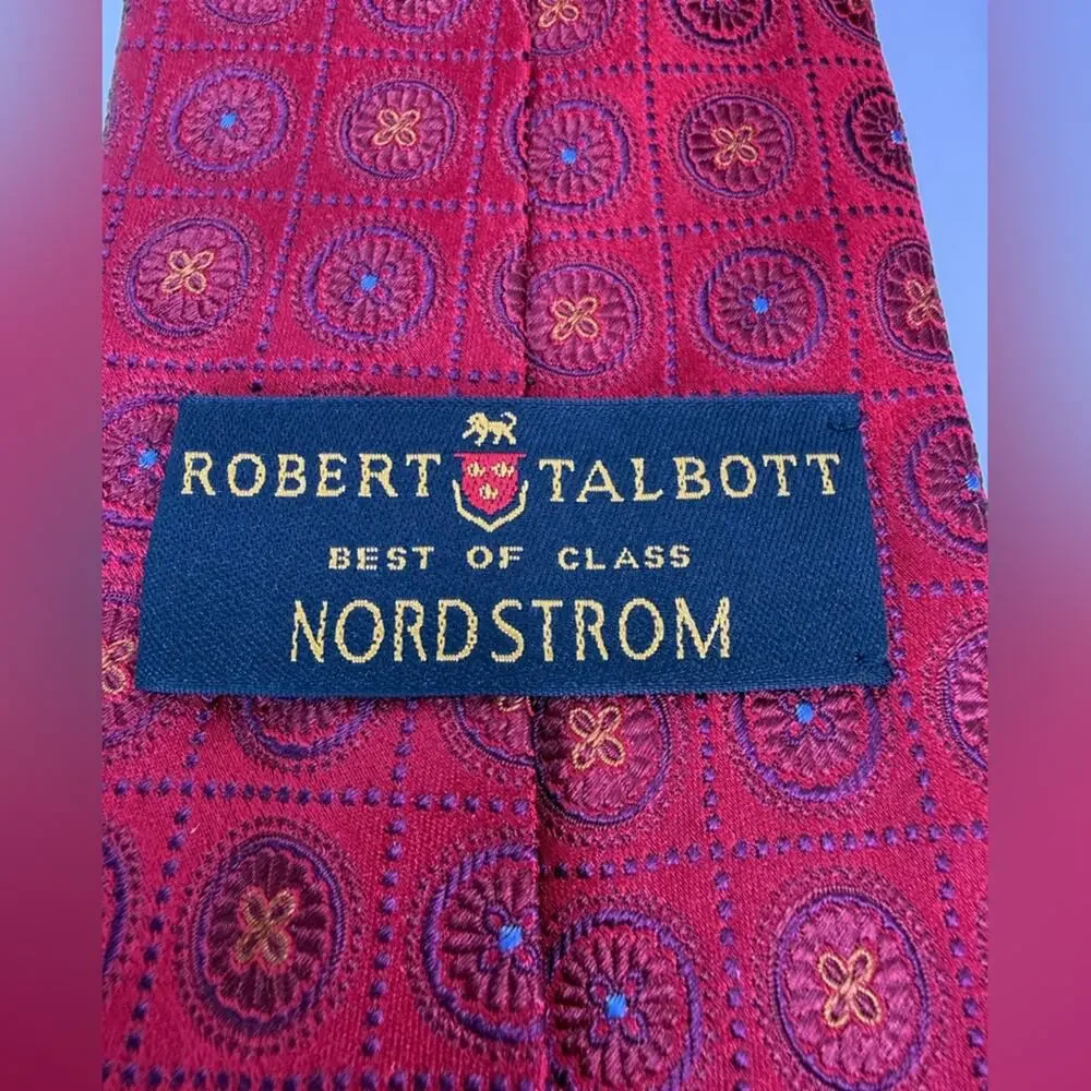 Robert Talbott Silk Tie Red Medallion Geometric Pattern Nordstrom Classic